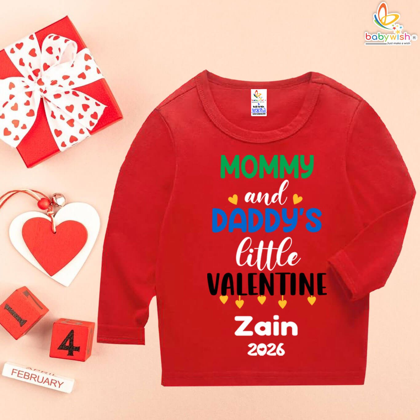 Personalized baby Valentine full sleeve t shirt