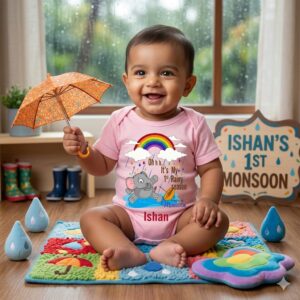 Personalized Elephant Rainbow Baby Romper