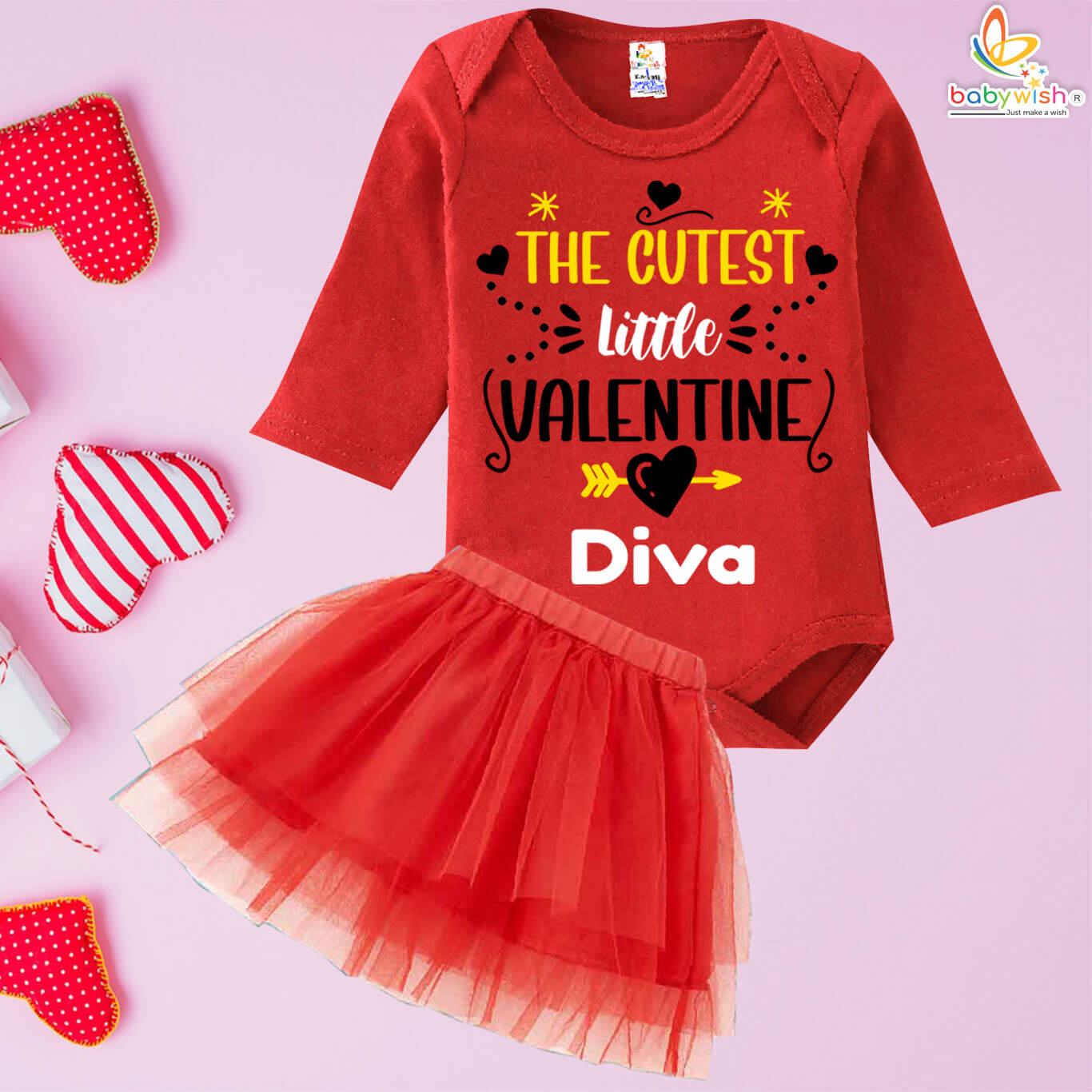 personalized my first valentine baby romper with tutu skirt