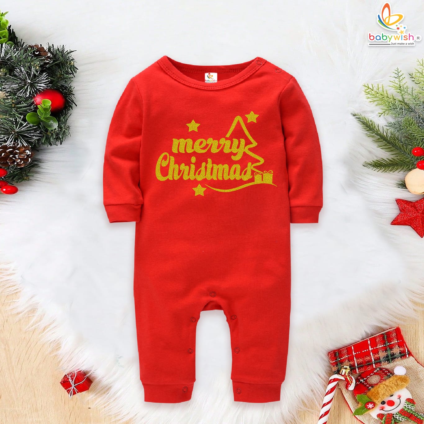 Christmas full sleeve baby romper