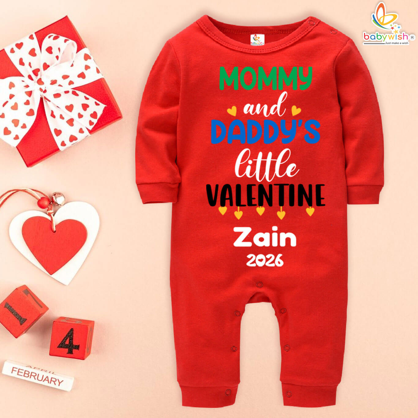 personalized baby valentine romper with name