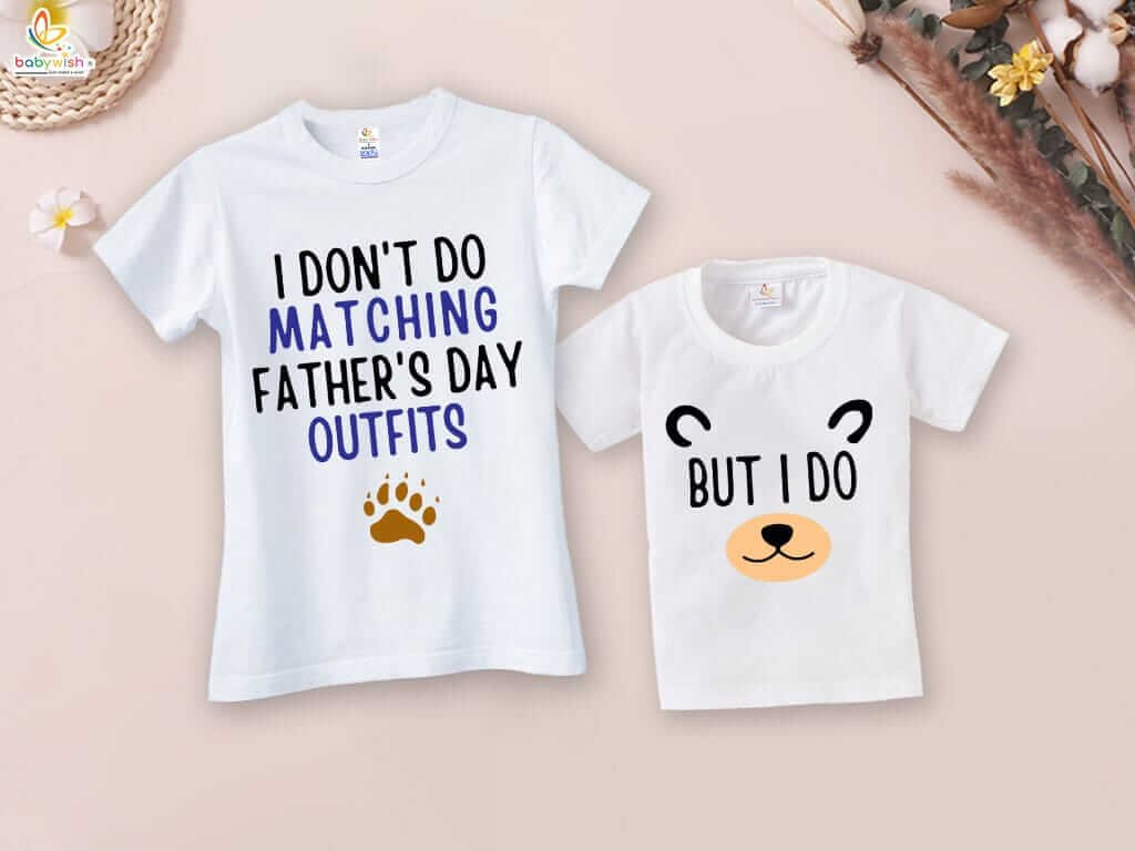 Fathers Day Special Matching T-Shirts Combo for Father and Kid - Cute Father Son Outfit Set - Combo Pack of 2 | Matching Father’s Day Outfit - Babywish