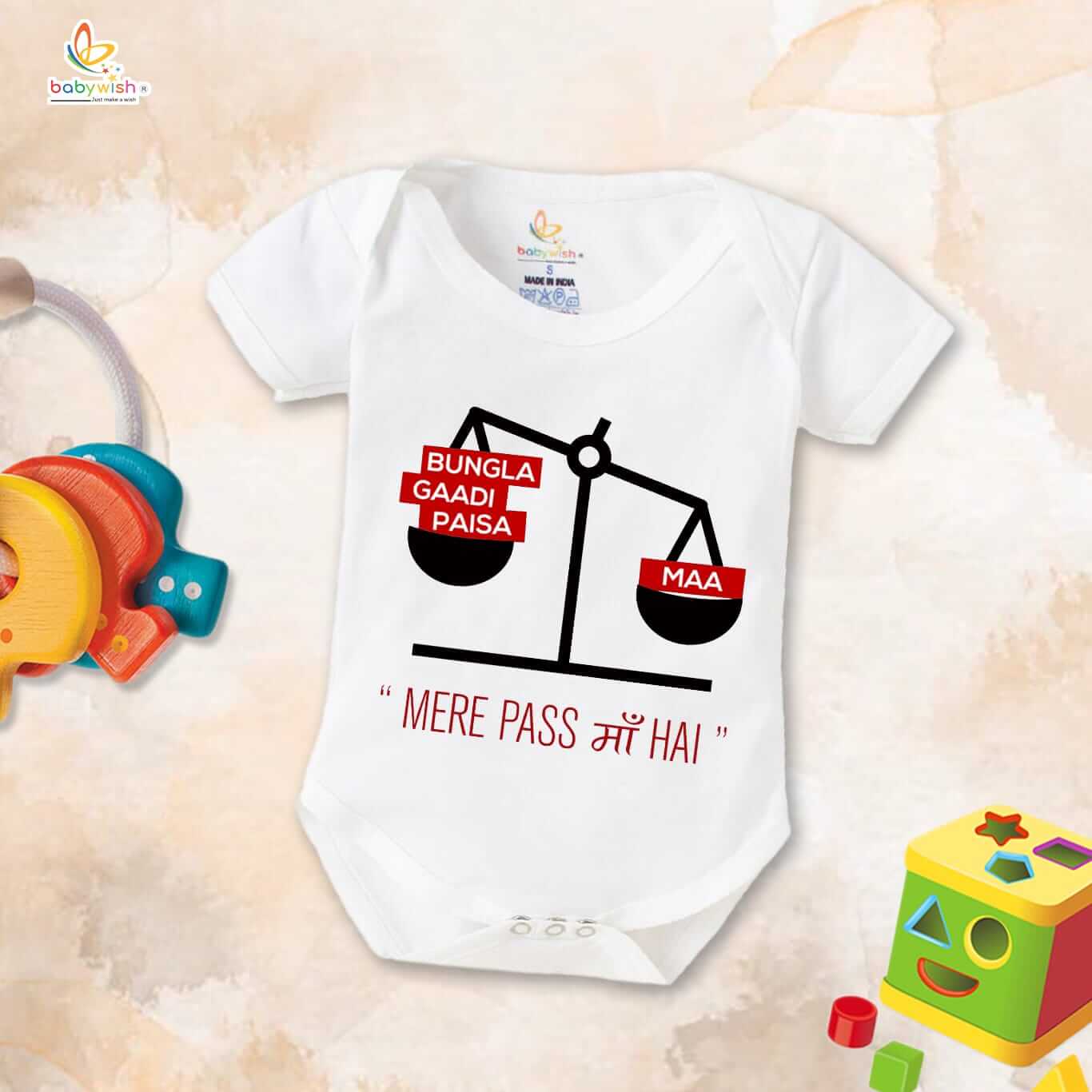 Mothers Day Special Baby Outfit Half Sleeve Unisex Romper Onesies for Newborn baby - White, 9-12 Months