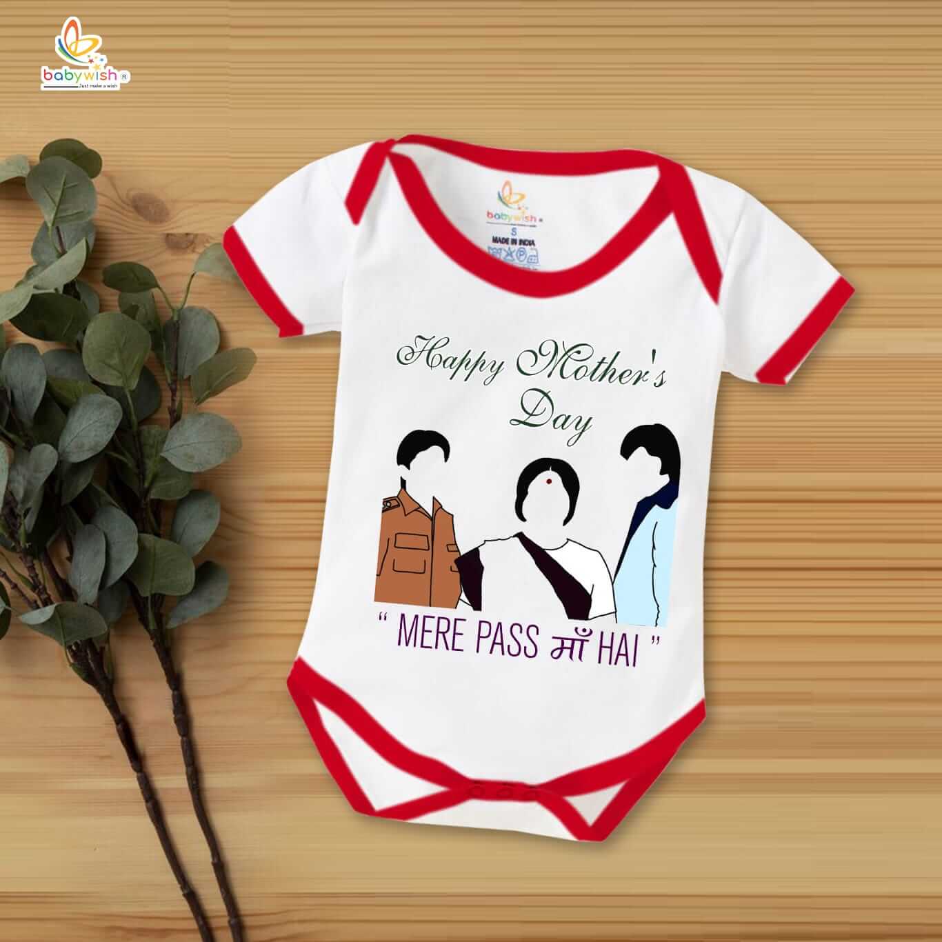 Mothers Day Special Baby Outfit Half Sleeve Unisex Romper Onesies for Newborn baby - Red, 9-12 Months
