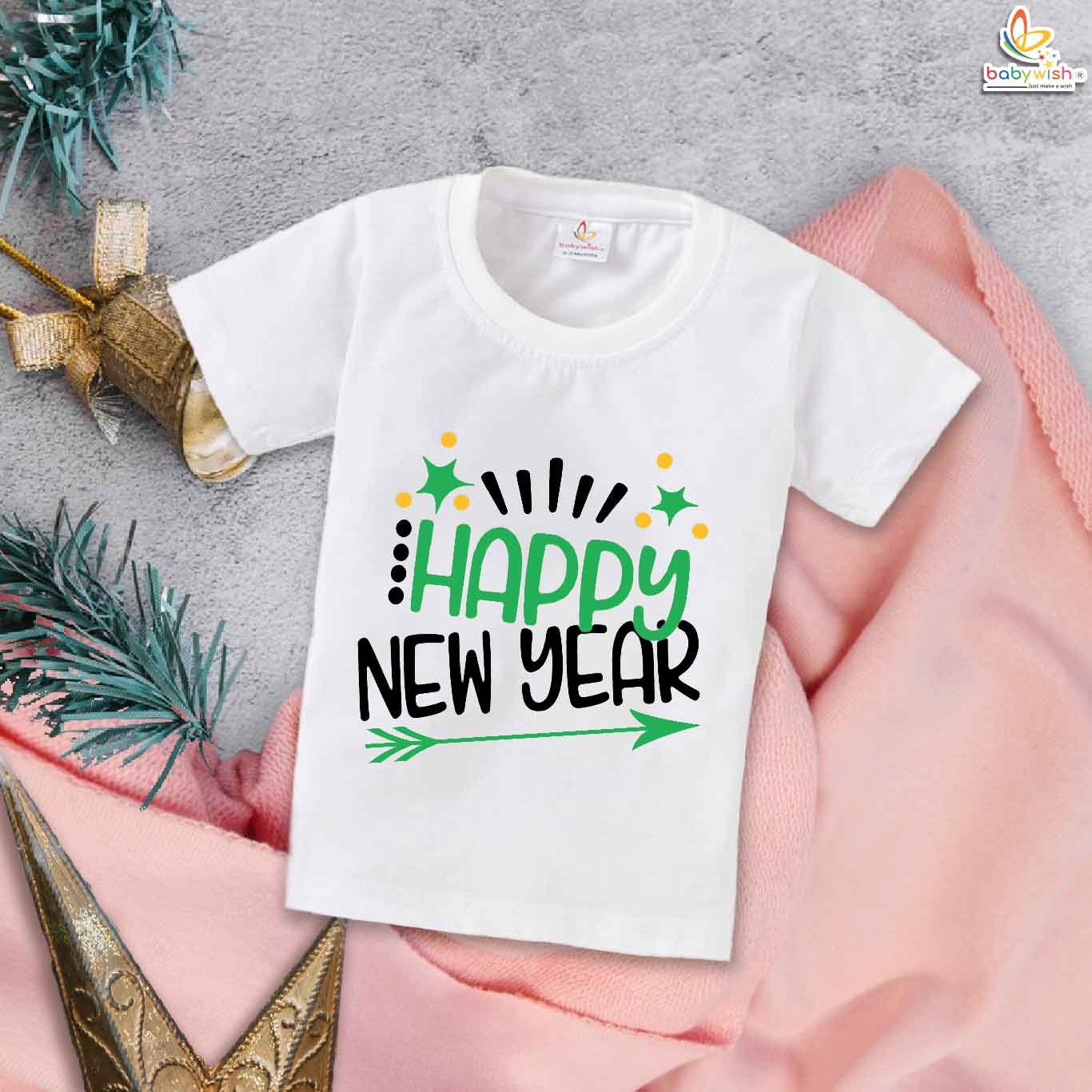 Cute My First New Year Baby T-Shirt with Aero Print – Soft Cotton Half Sleeve Outfit for Infant Boys & Girls | Festive Party Dress – Babywish