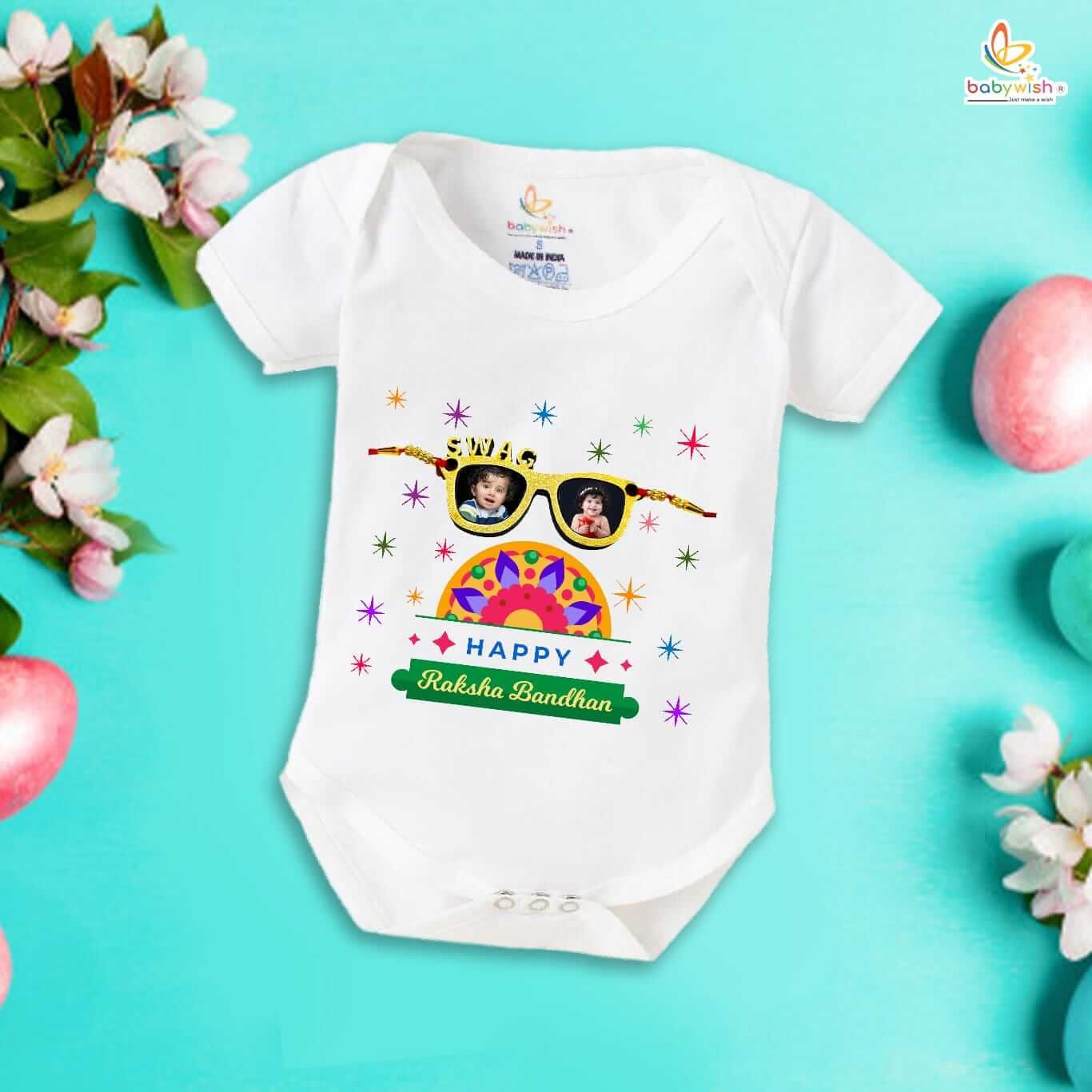 Cute Rakshabandhan Romper for Kids, Brother Sister Matching Outfit, Soft Cotton Half Sleeve Dress, Perfect Rakhi Gift Onesie for Boys and Girls Babywish
