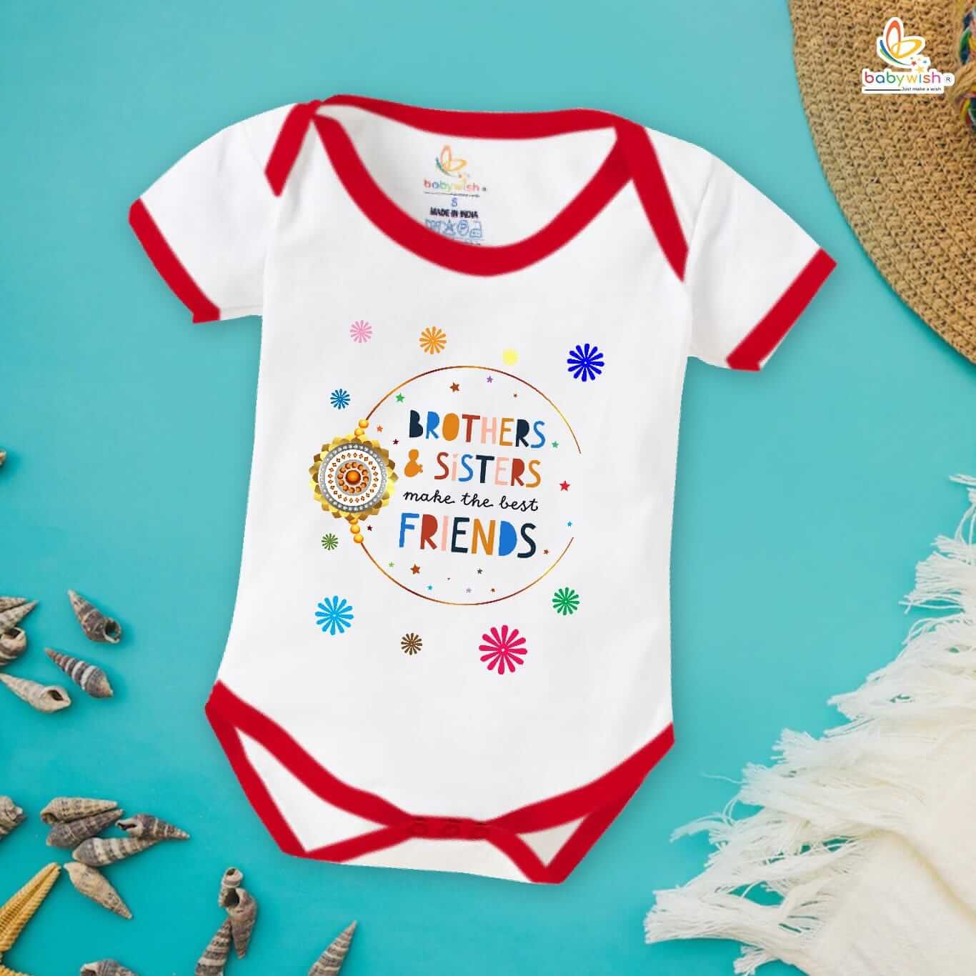 Cute Rakshabandhan Romper for Kids, Brother Sister Matching Outfit, Soft Cotton Half Sleeve Dress, Perfect Rakhi Gift Onesie for Boys and Girls Babywish