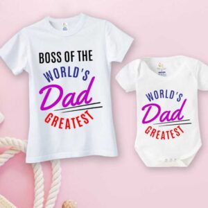 World's Greatest Dad Matching Outfit Father and Baby Matching T-Shirt and Romper Set Babywish