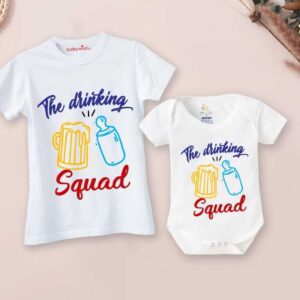 Father’s Day Special Baby T-Shirt and Romper Combo The Drinking Squad Printed Baby Outfit Babywish