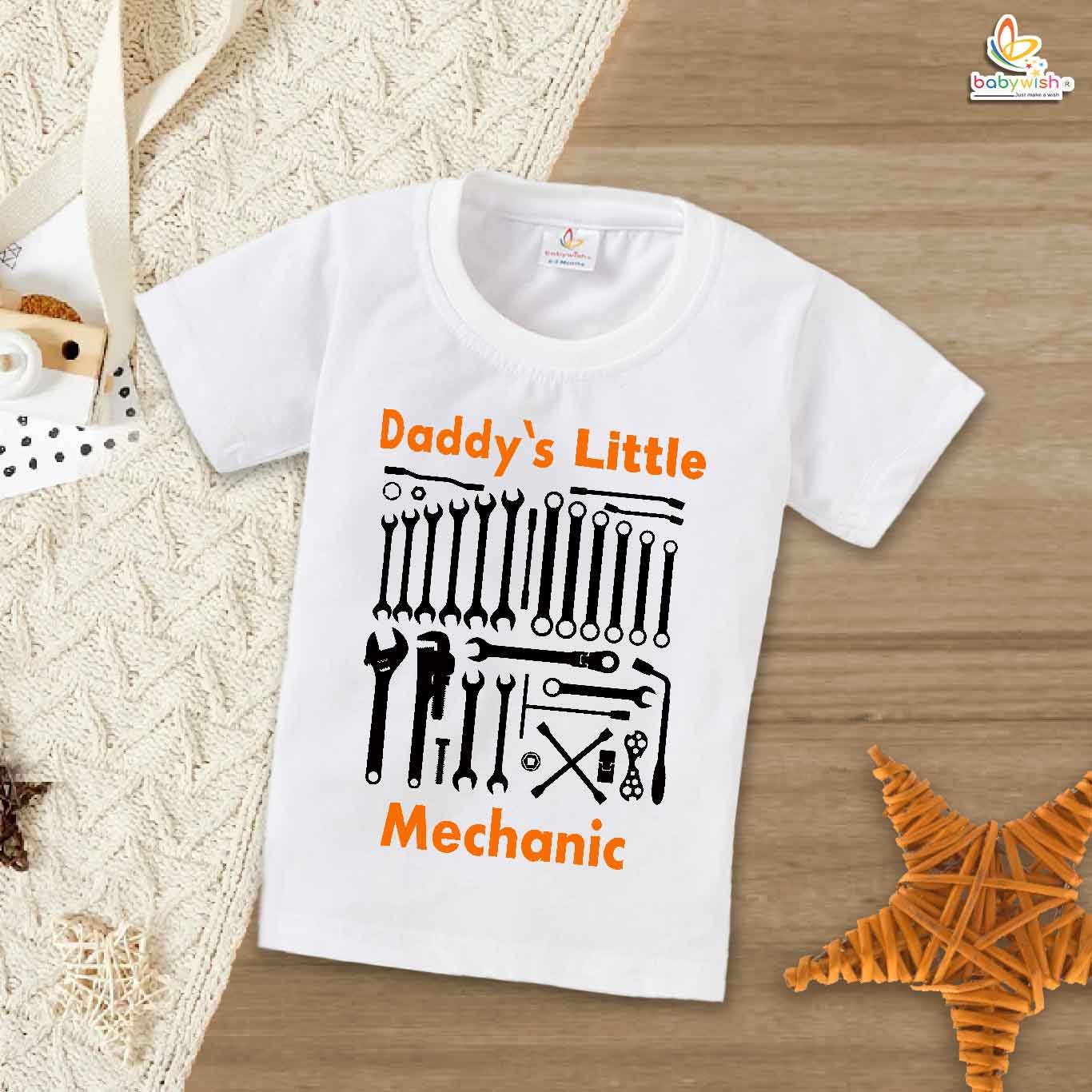 Daddy’s Little Mechanic – Matching Father-Son T-shirt for Car-Loving Dads | Unique Father’s Day Outfit Idea | Babywish Family Gift for Baby Boys