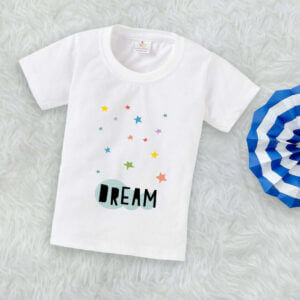 Dream Star Print Kids T-Shirt Cute Baby Graphic Tee Soft Cotton Toddler Shirt for Boys Girls Casual Wear Lemon Pink White 6-12 Months to 1-12 Years Babywish