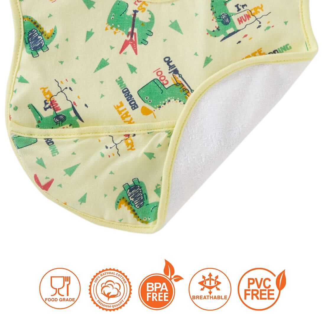 Bibs for Baby – 3-Layer Waterproof Baby Bib with Food Catcher Pocket, Soft and Durable Infant and Toddler Bibs, Unisex Mealtime Accessory, Easy-to-Clean for Boys & Girls - Image 8