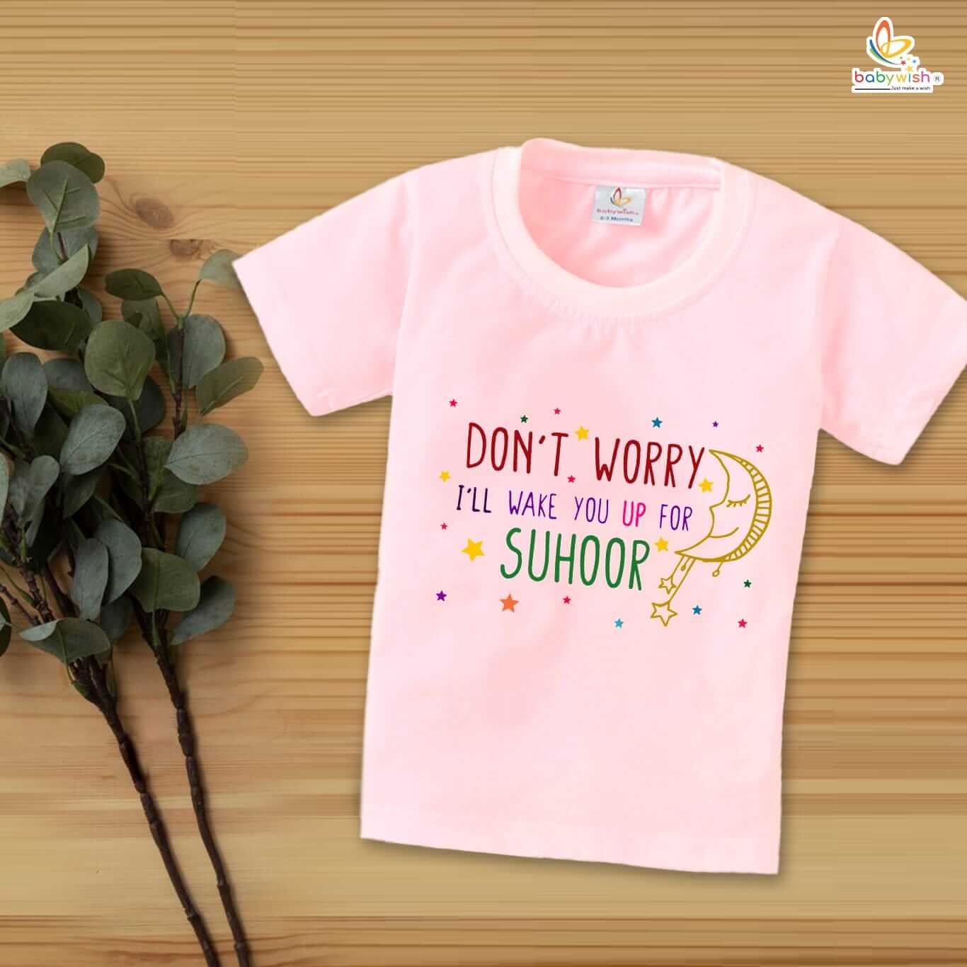 Eid T-shirt for Kids Unisex Ramadan Topwear Outfit Printed Half Sleeve Unisex Tshirt for Boy n Girl