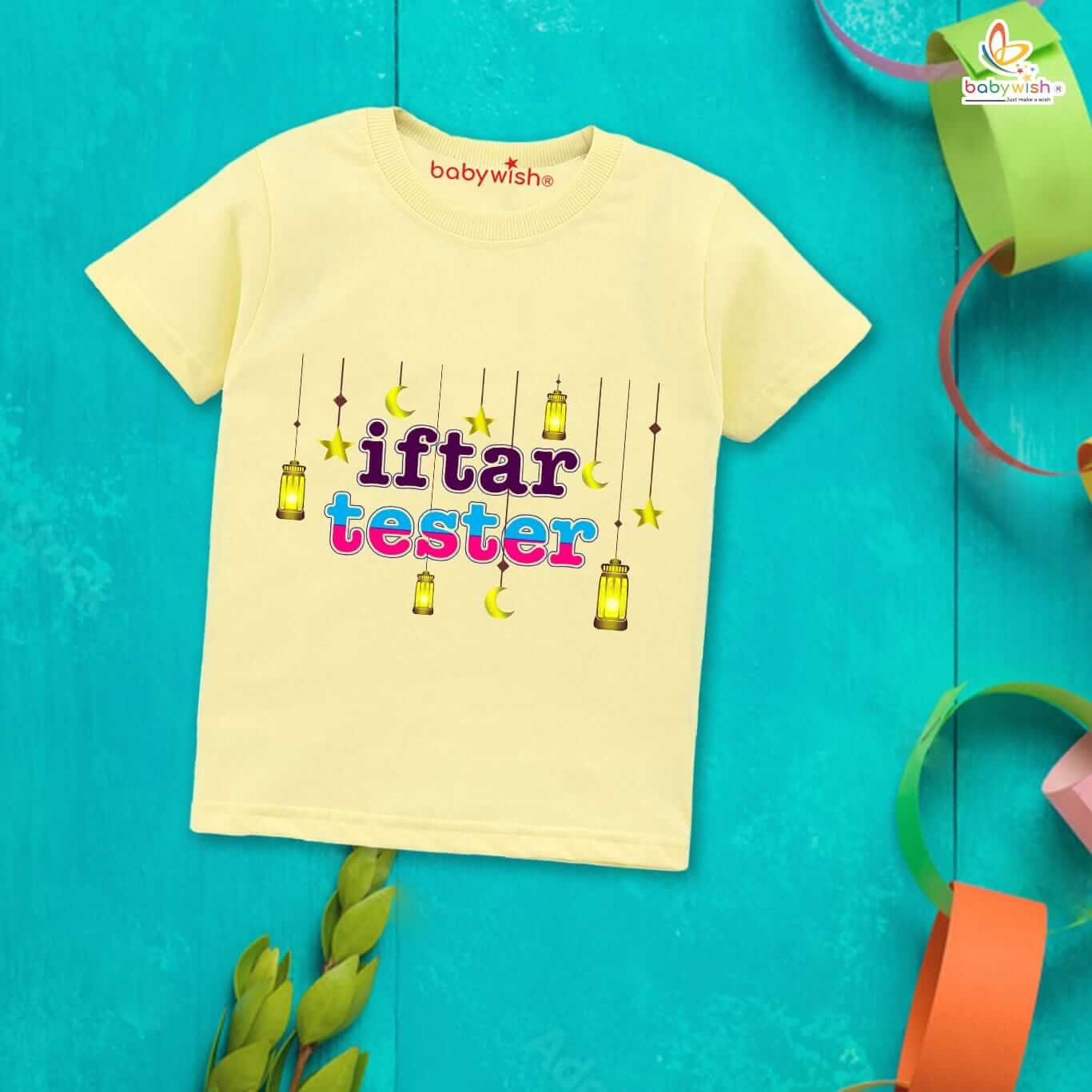 Eid T-shirt for Kids Unisex Ramadan Topwear Outfit | Printed Half Sleeve Unisex T-shirt for Boys & Girls Toddlers | Festive Eid Clothing for Children