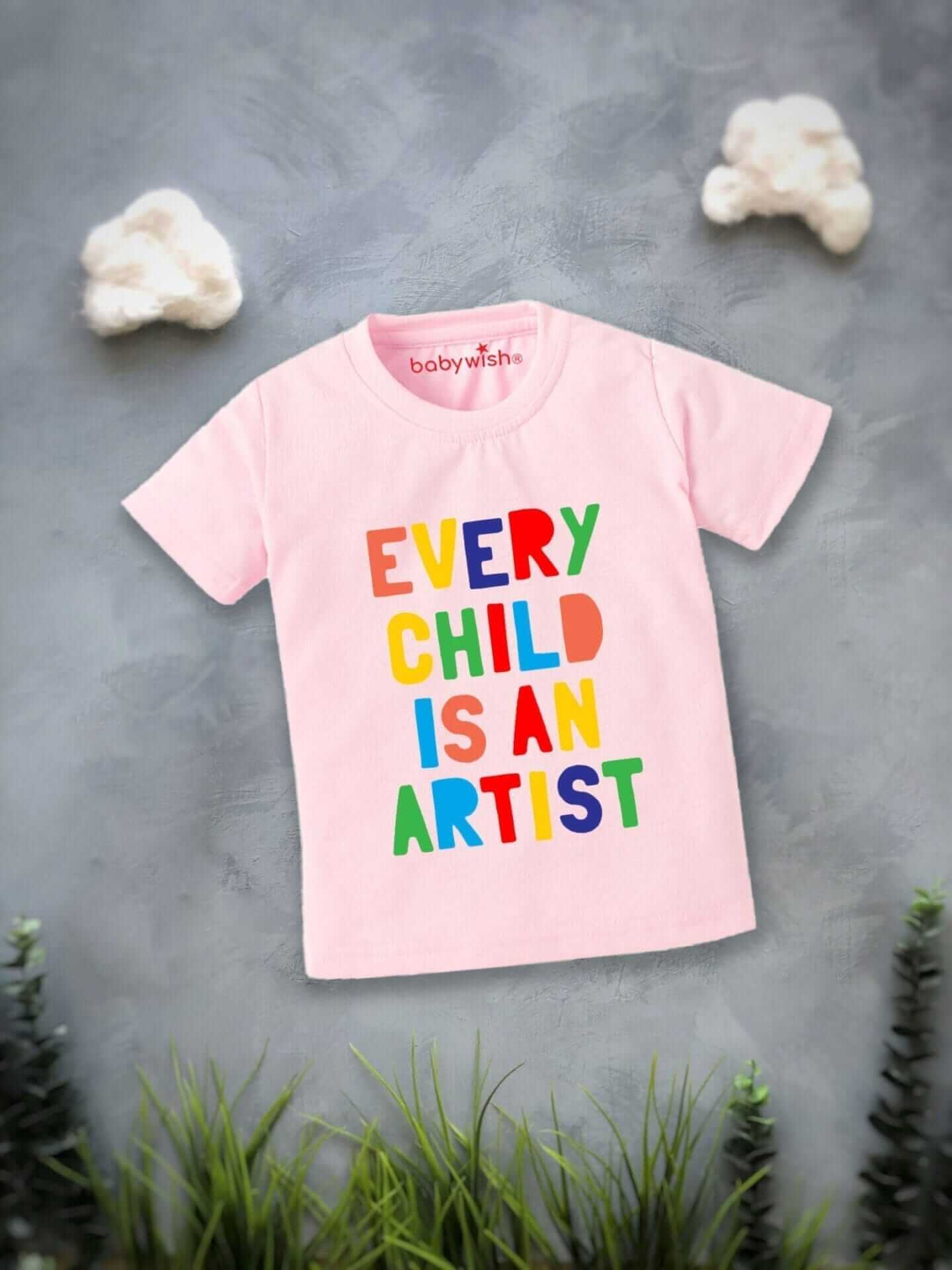 Printable Family T-shirt for Kids Clothes Unisex Newborn Topwear Outfit Cotton Tshirt Half Sleeve Round Neck Dress for Boy n Girl "Every Child is an Artists"