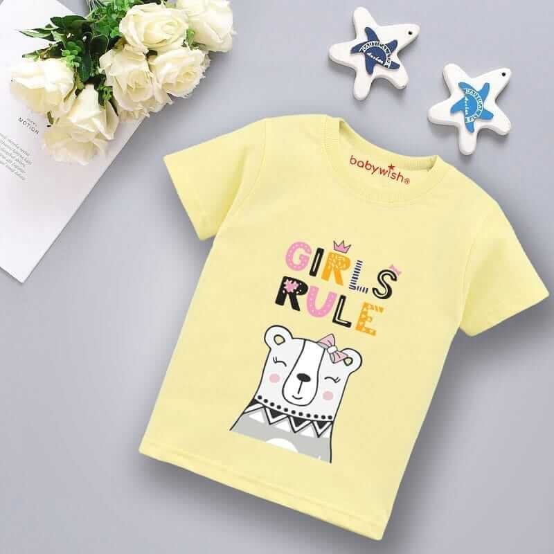 Printable Family T-shirt for Kids Clothes Unisex Newborn Topwear Outfit Cotton Tshirt Half Sleeve Round Neck Dress for Boy n Girl "Every Girl's Rule"