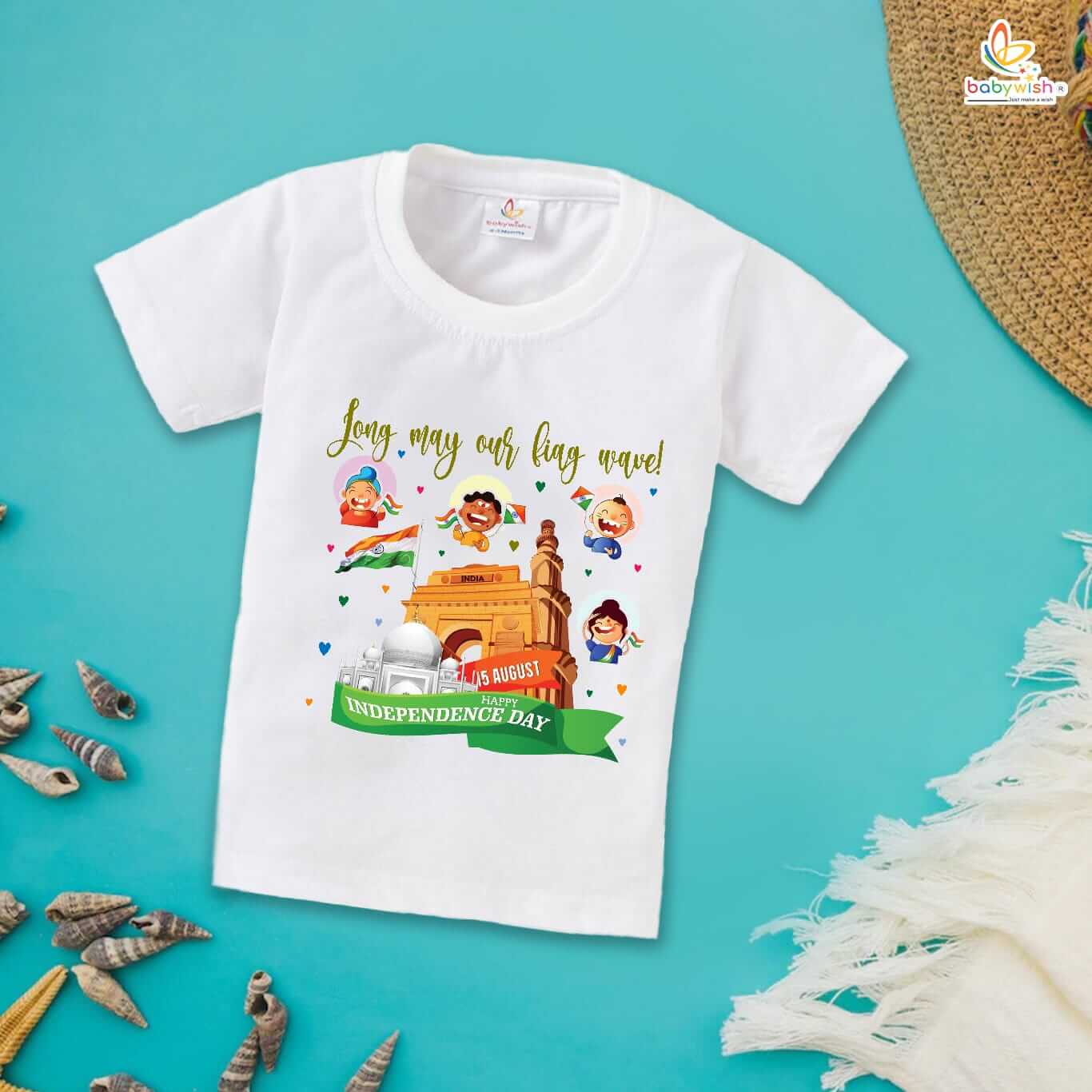 Babywish Independence Day T-Shirt for Boys and Girls 15th August T-Shirts HAPPY INDEPENDENCE DAY