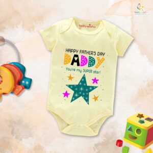 Fathers Day Special Baby Outfit Half Sleeve Unisex Multicolor Romper Onesies for Newborn Baby Soft Cotton Gift by Babywish