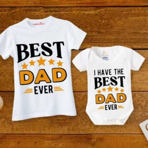 Best Dad Ever Matching T Shirt and Baby Romper Set for Dad and Baby