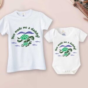 You Made Me A Daddy Turtle Matching Father and Baby Shirt Set for Father's Day Family Photos