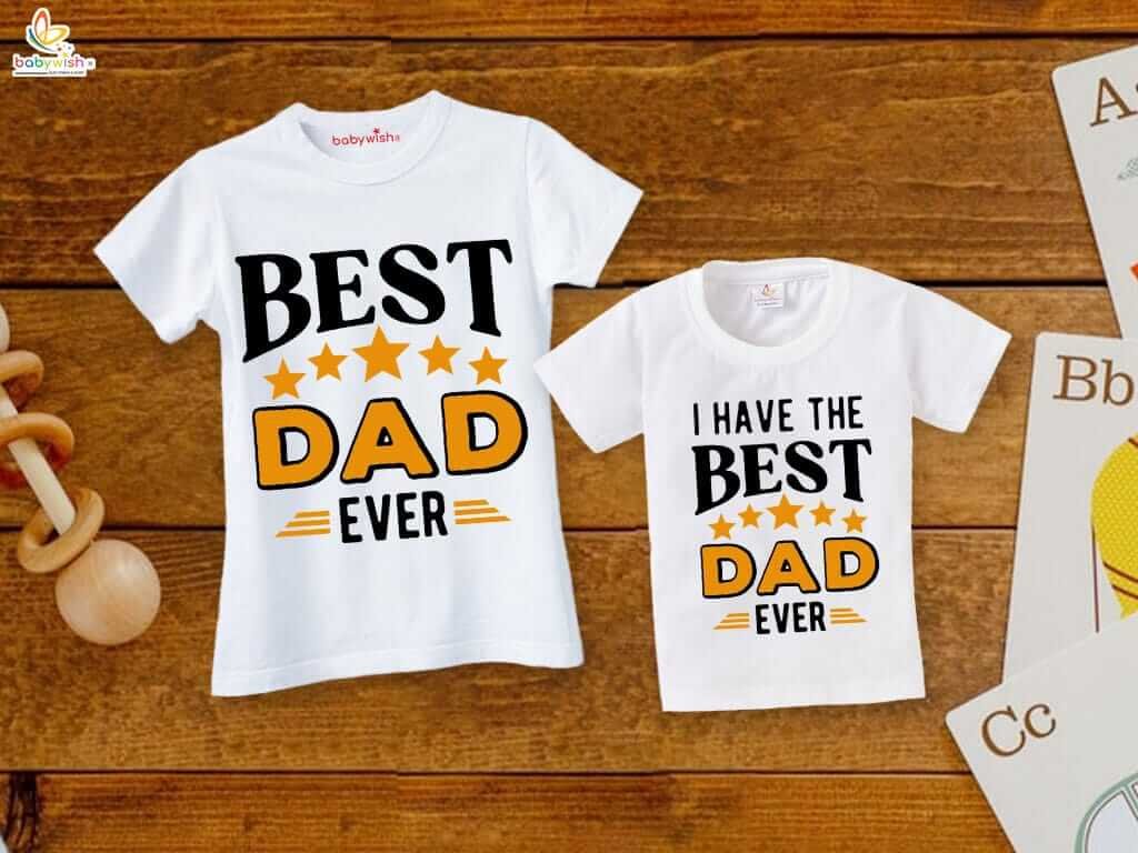 Father's Day Matching T-Shirts Set for Dad and Kid | I Have The Best Dad Ever | Cute Father and Child Combo Gift for First Father’s Day 2025