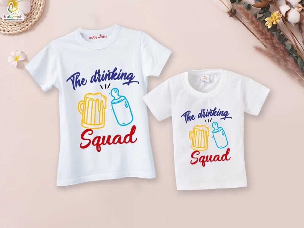 Fathers Day Special Combo White T-Shirts Sets for Father and Kid | Happy 1st Father’s Day Daddy! Matching Outfit Gift Pack of 2 - Babywish