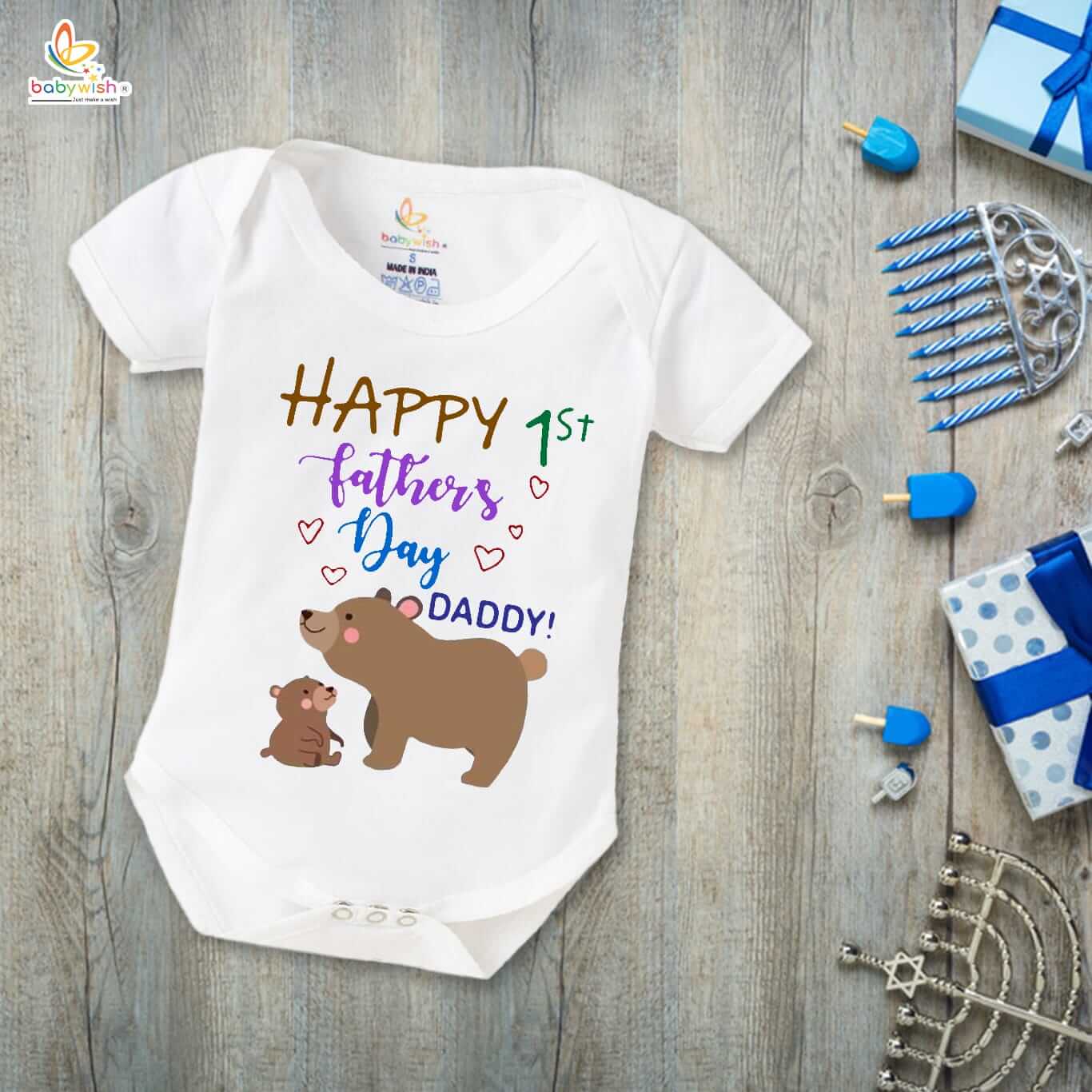 Happy 1st Father's Day Matching Outfit | Dad and Baby Matching T-Shirt & Romper Set - Image 3
