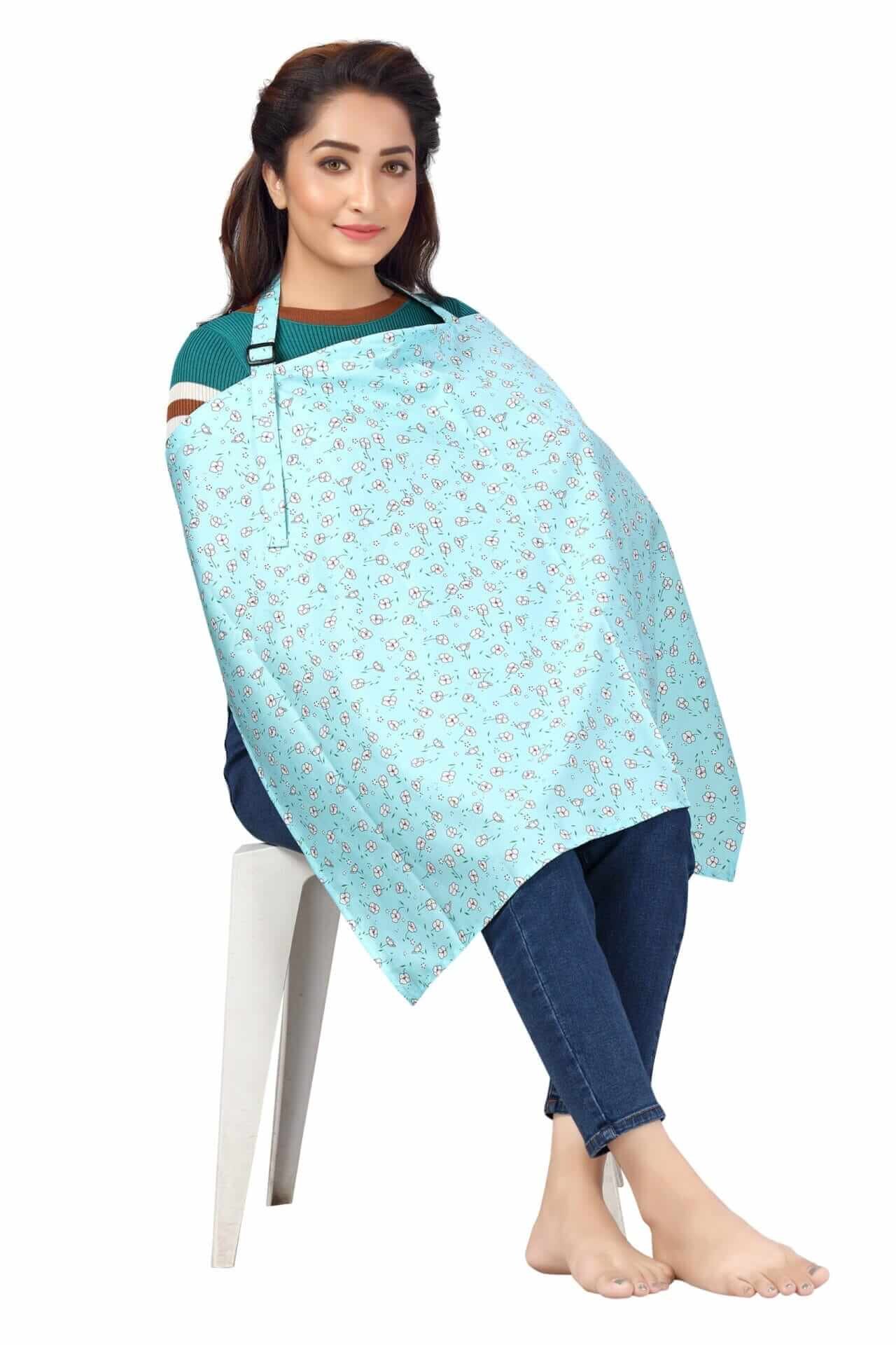 Nursing covers for Mother Breathable feeding cover for Breastfeeding 360° Coverage Protection Cover - Blue Rose Floral