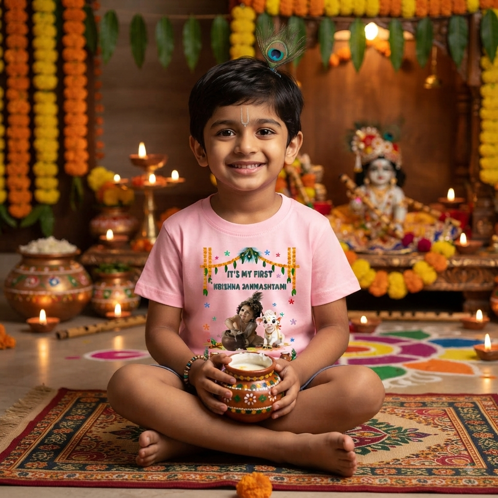 First Krishna Janmashtami T-shirt for baby