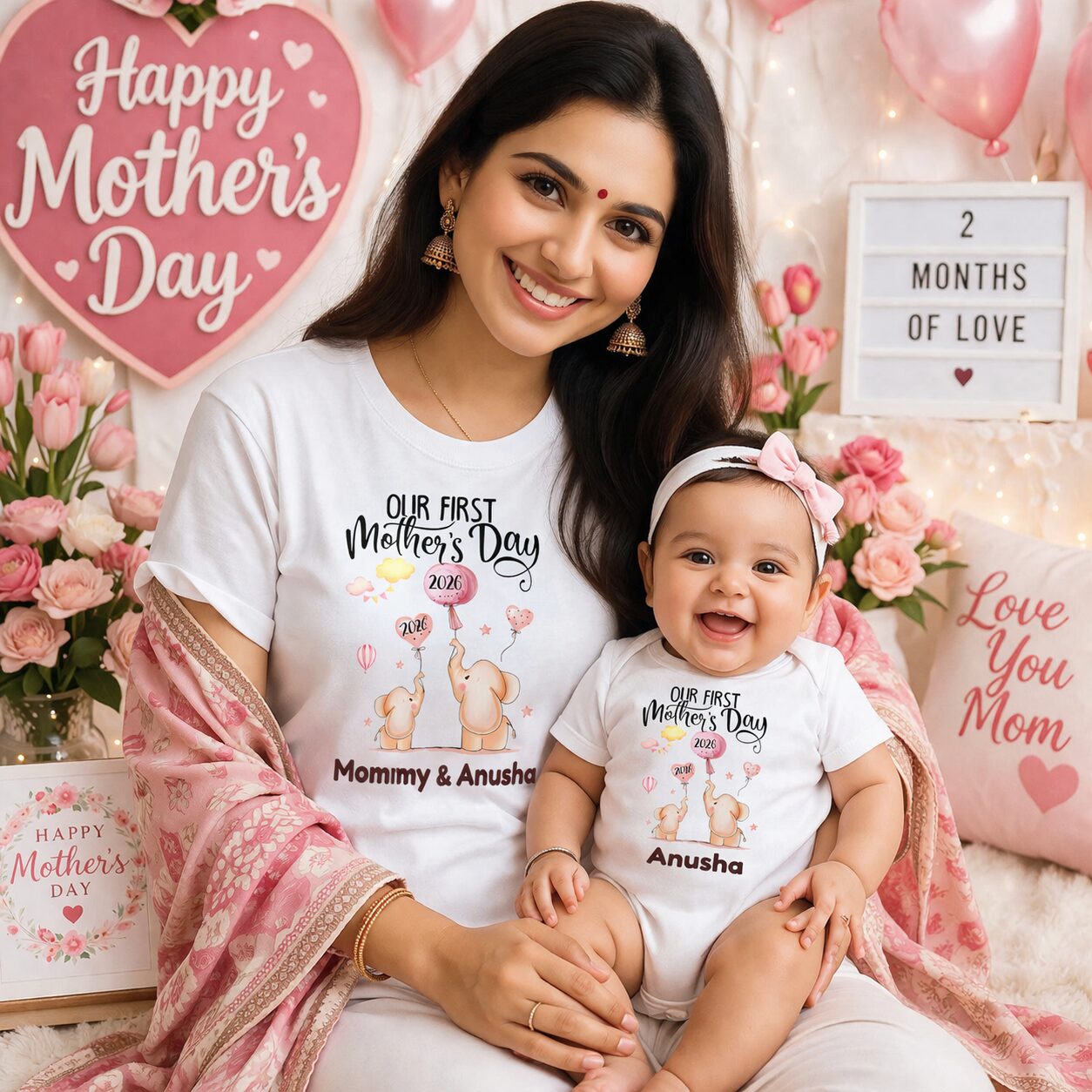 mom baby matching mothers day tshirt romper