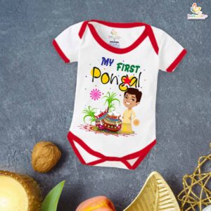 First Pongal My First Pongal Romper | Cute Newborn & Infant Bodysuit for Pongal Celebration | Baby Pongal Outfit for Boys & Girls – Babywish