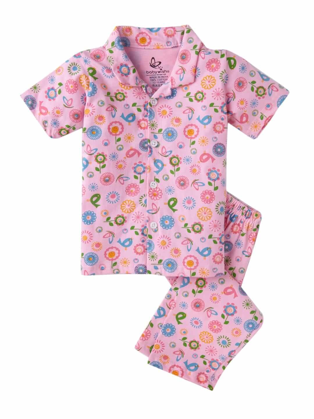 Kids Sleepsuit for Baby Boys and Girls Long Sleeve Topwear and Pajamas Set Baby Clothing Sleepwear Set Floral Theme Pink Perfect for Newborns and Toddlers