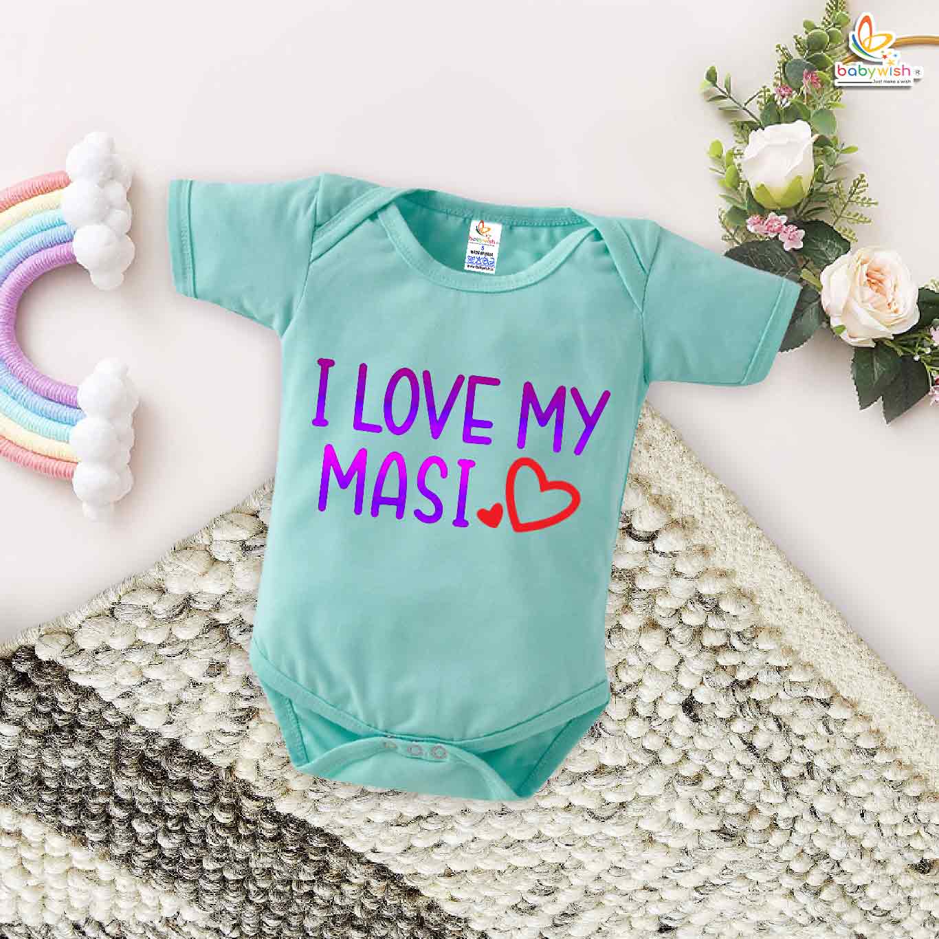 I Love My Masi Baby Romper Green Cotton Newborn Baby Onesie Babywish