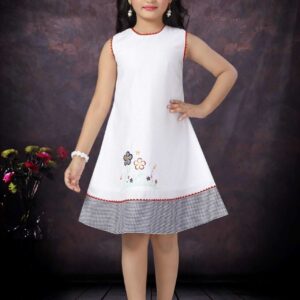Girl Dress Knee Length Check Frock Floral Prints Girls Sleeveles Dress Midi Wedding Party Dress - Flower Checkered Red