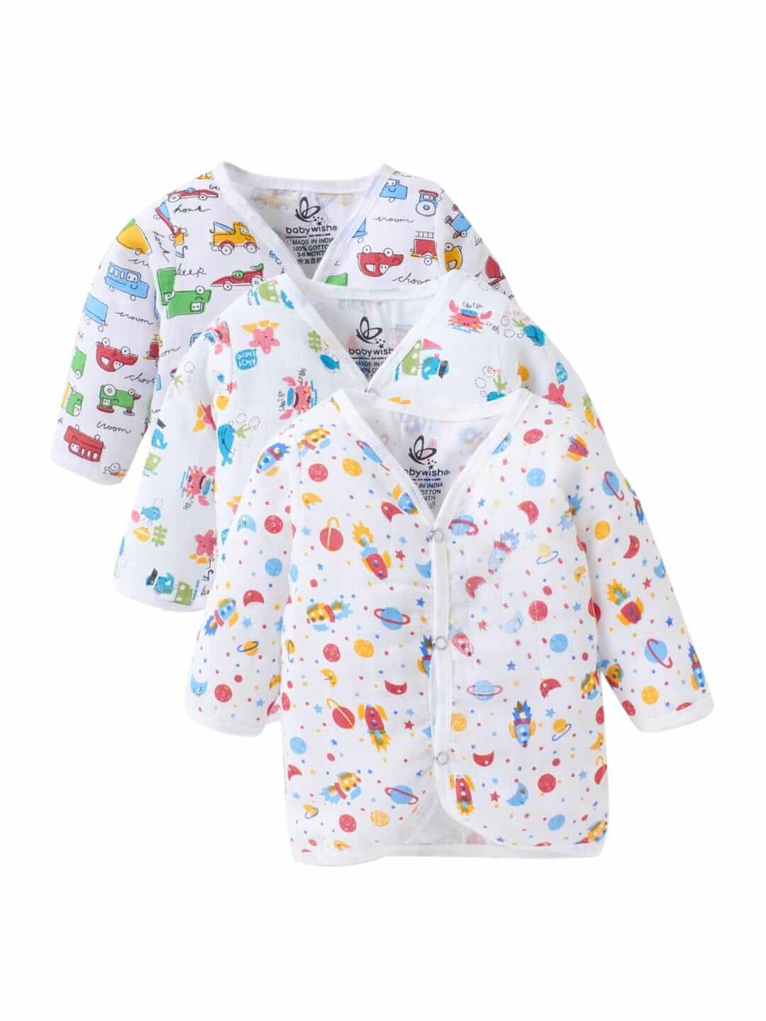 GOTS Certified Organic Muslin Jhabla for Newborn Babies – Ultra Soft Summer Vest 3-Pack Unisex Infant Clothes Gift Set Perfect for Newborn Baby Shower