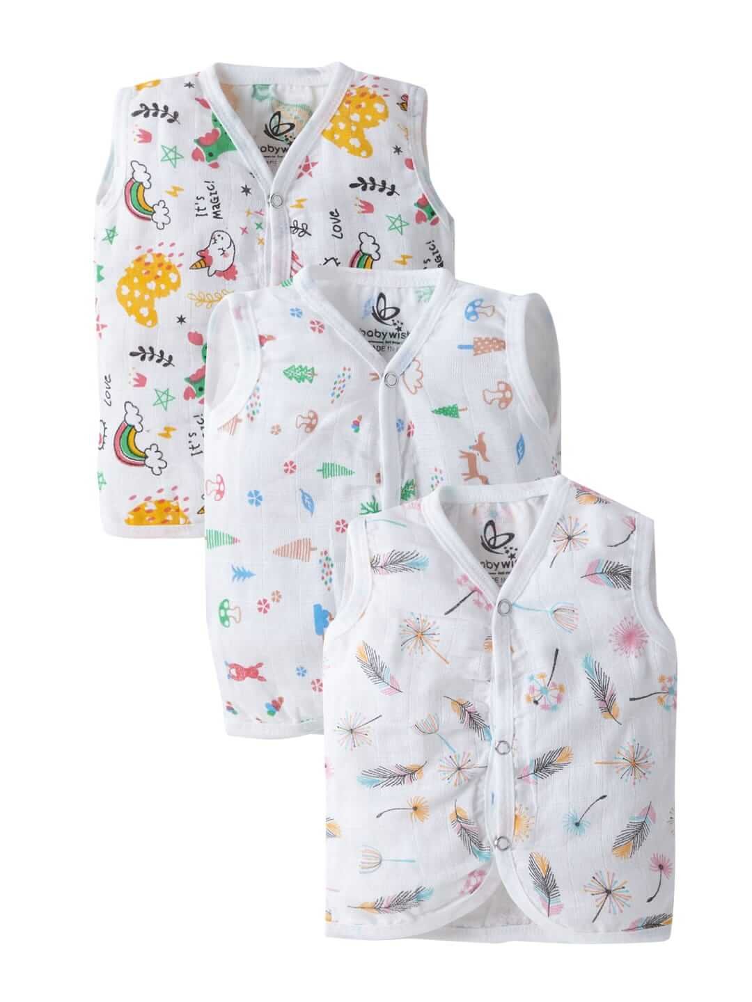 GOTS Certified Organic Muslin Jhabla for Newborn Babies – Ultra Soft Unisex Summer Vest 3-Pack Infant Clothes Gift Set Perfect for Baby Shower & Newborn