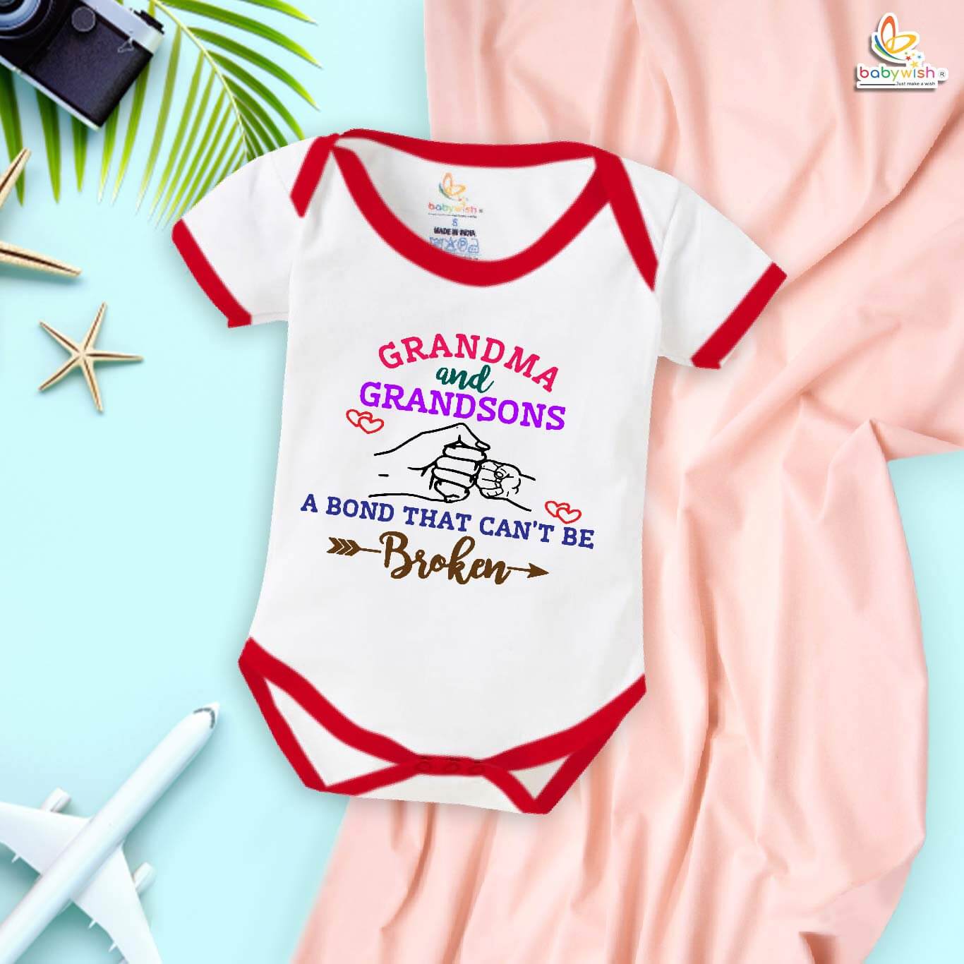 Grandma and Grandsons Printed Baby Onesie for Boys (0-3 Months & 3-6 Months, 6-9 Months & 9-12 Months)