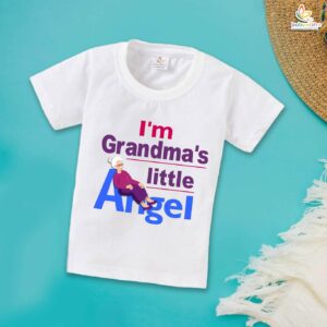White "Grandma’s Little Angel" Printed Baby T-Shirt for Boys & Girls
