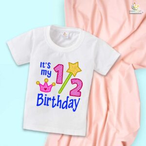 Halfway to One T-Shirt – My First Half Birthday Outfit for 6 Month Baby Boys & Girls – Cute 1/2 Birthday Celebration Shirt – Babywish