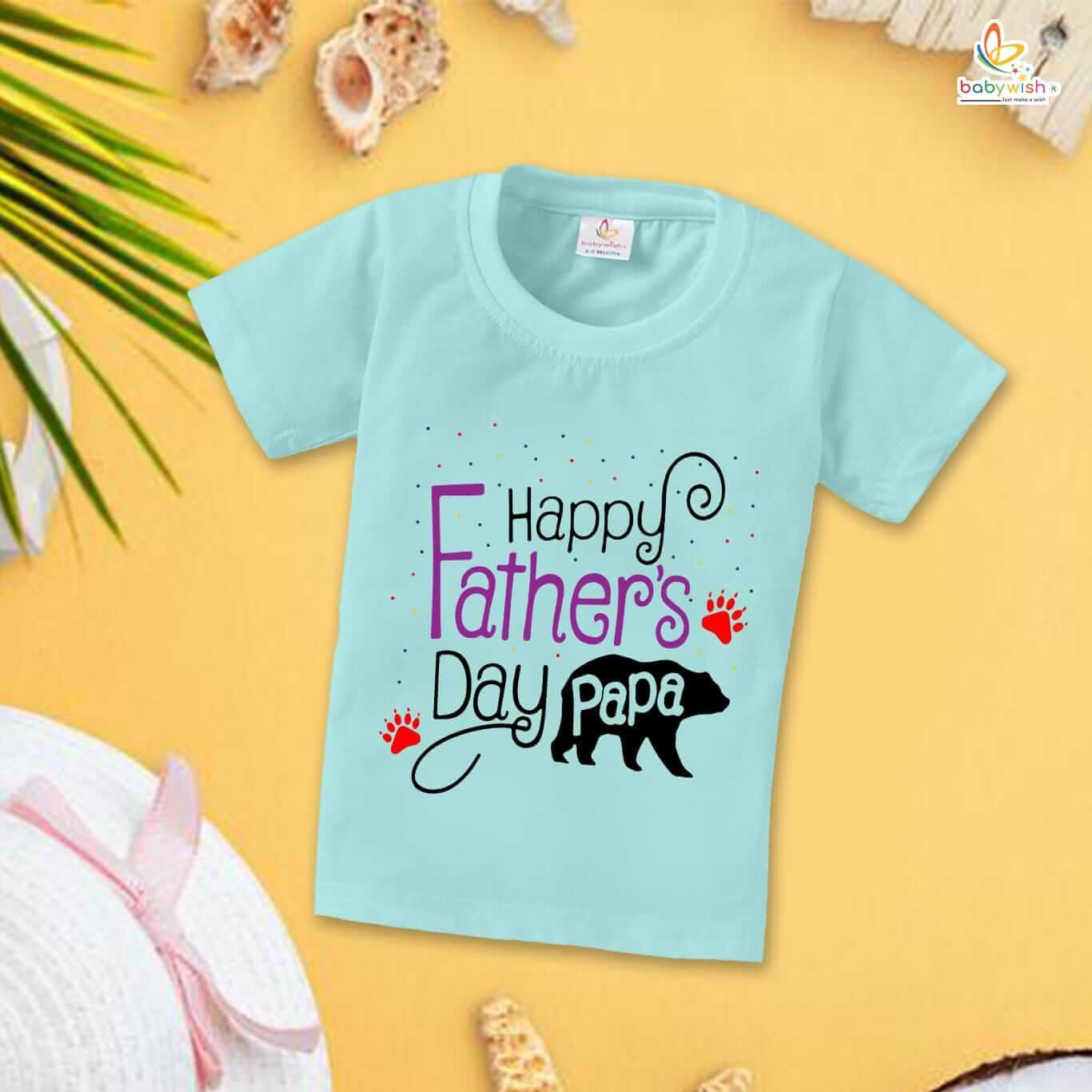 Happy Father's Day Papa T-Shirt for Kids – Father’s Day Special Half Sleeve Unisex Topwear for Boys & Girls | Celebrate Papa with Cute Gift | Babywish