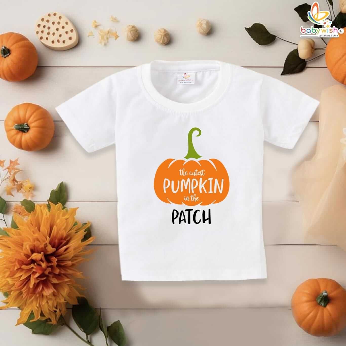 Happy Halloween Baby T-Shirt – Cute Pumpkin Patch Print Halloween Shirt for Newborn Infant Toddler Boys and Girls – Babywish