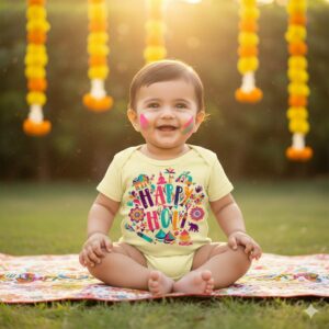 happy holi baby onesie