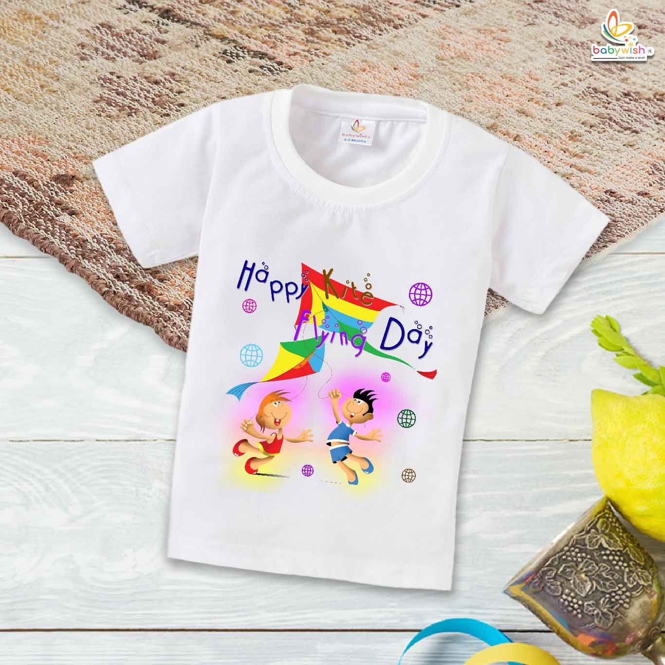 Happy Kite Flying Day My First Makar Sankranti Baby T-Shirt – Cute Newborn & Infant Festival Outfit | Makar Sankranti T-shirt for Baby Boys & Girls – Babywish
