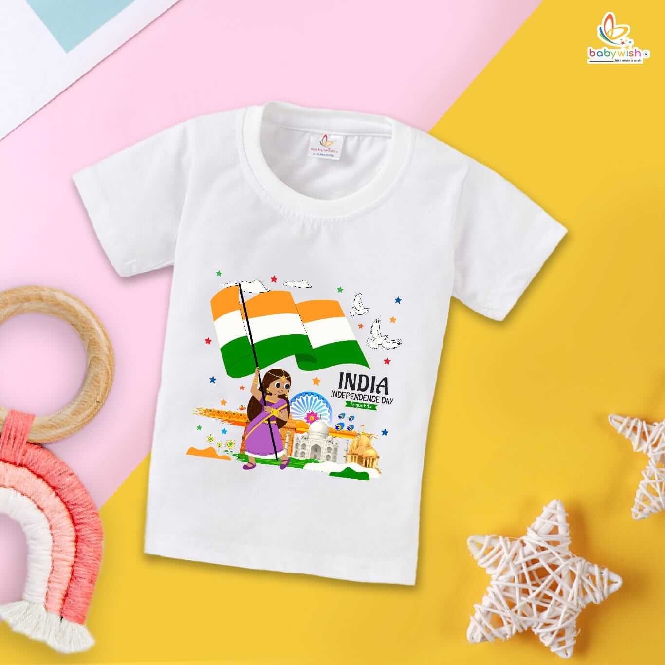 Babywish Independence Day T-Shirt for Boys and Girls 15th August T-Shirts HAPPY INDEPENDENCE DAY