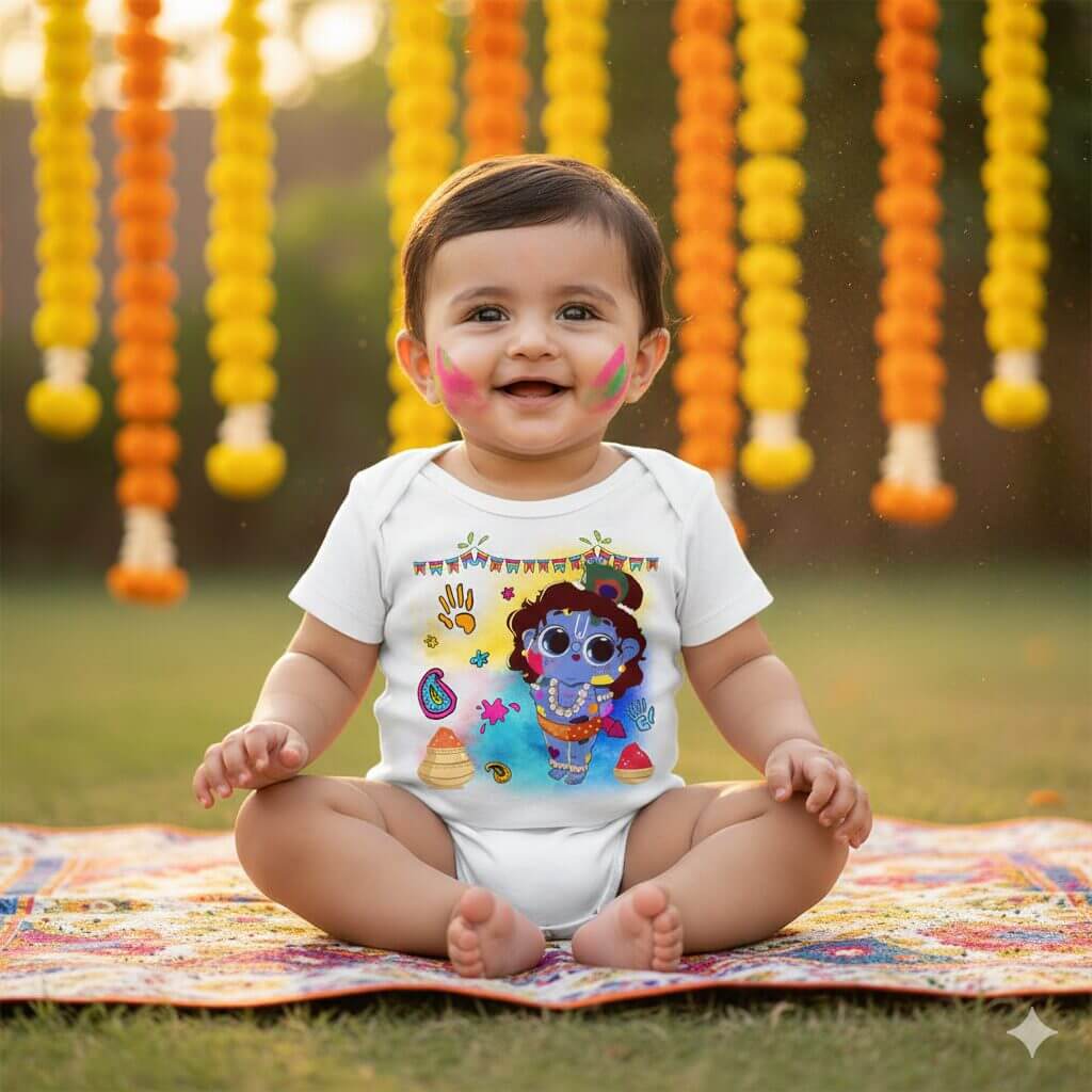 holi theme baby onesie