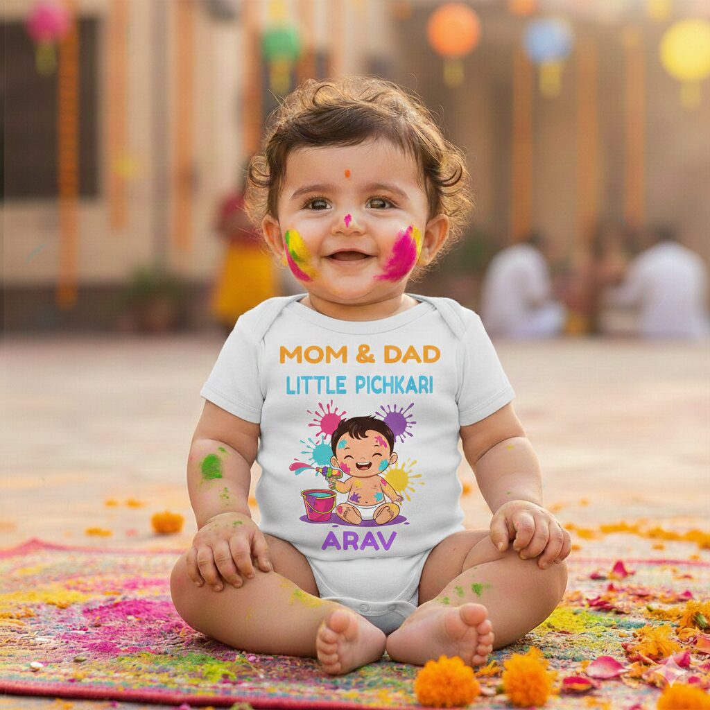 Premium cotton First Holi baby romper