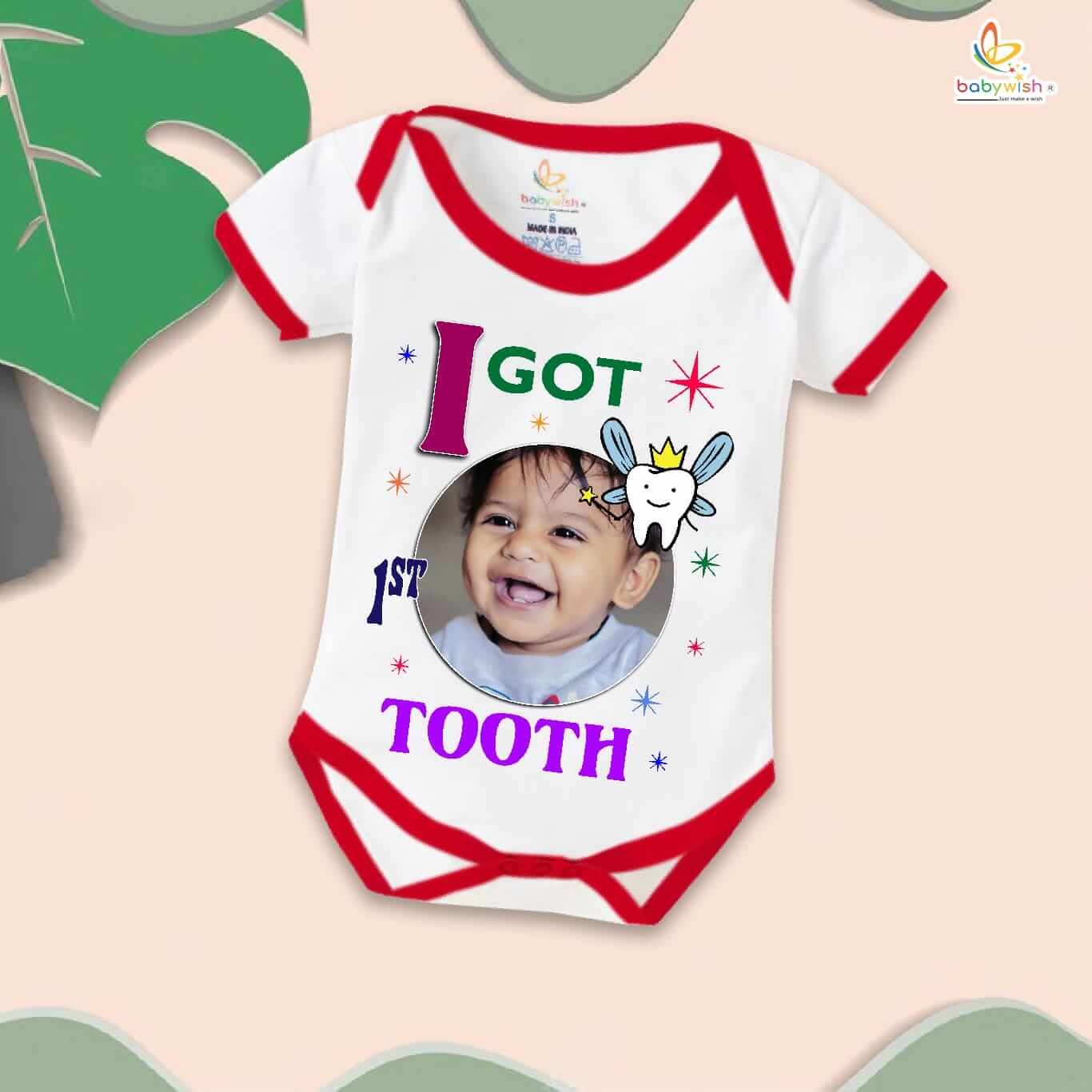 I Got My 1st Tooth Baby Romper – “My First Tooth” Milestone Bodysuit for Baby Photo Shoot | Soft Cotton Baby Clothes – Babywish