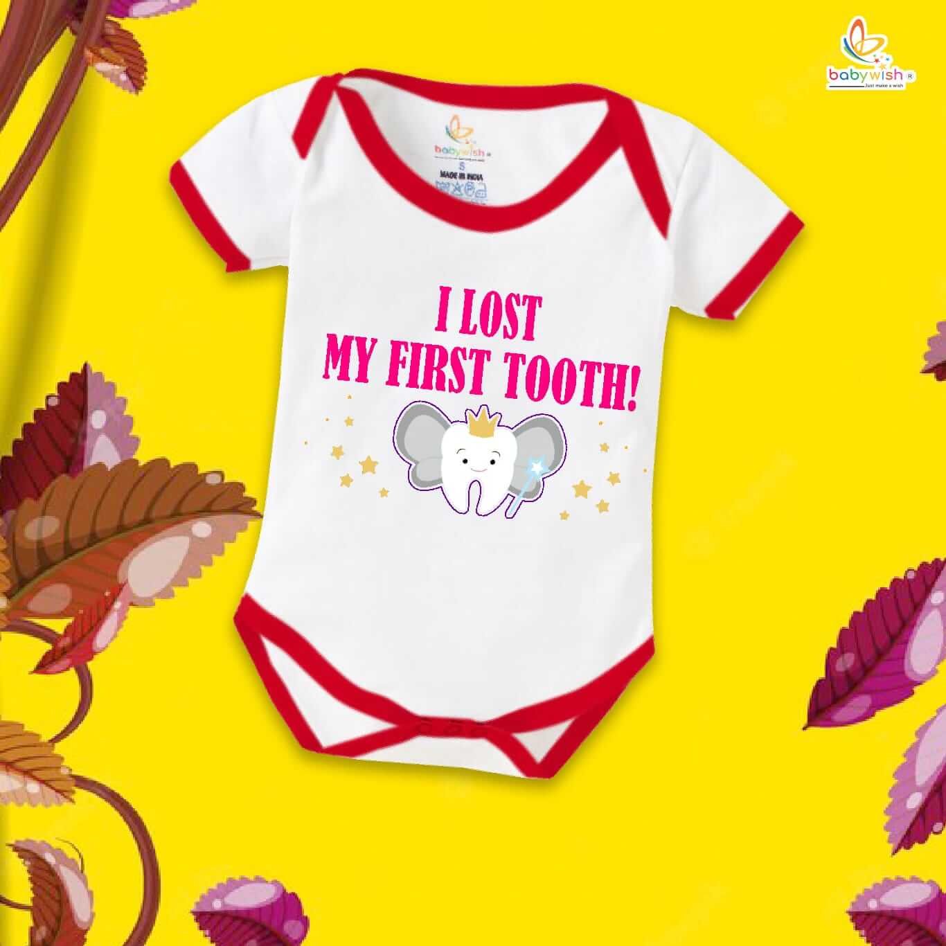 I Lost My First Tooth Baby Romper – Pink Milestone Bodysuit for Baby Girls | “My First Tooth” Soft Cotton Romper – Babywish