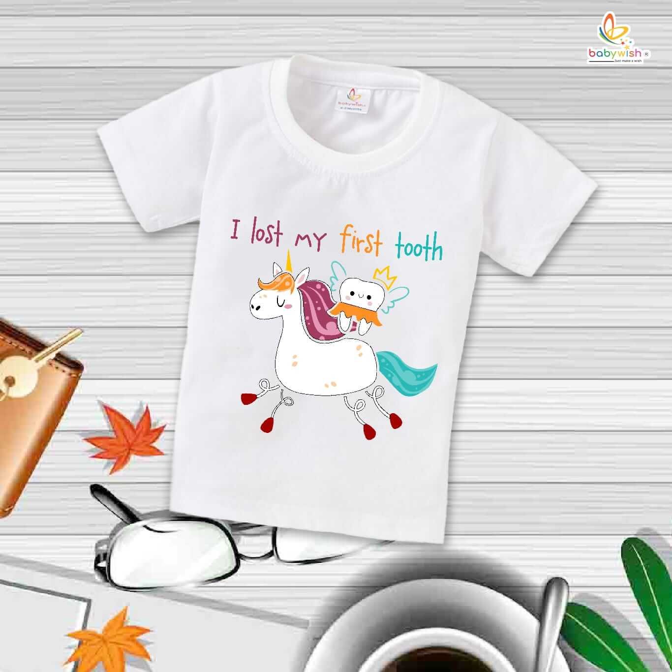 I Lost My First Tooth Baby T-Shirt – My First Tooth Milestone T-Shirt for Newborn & Infant | Cute First Tooth Outfit – Babywish