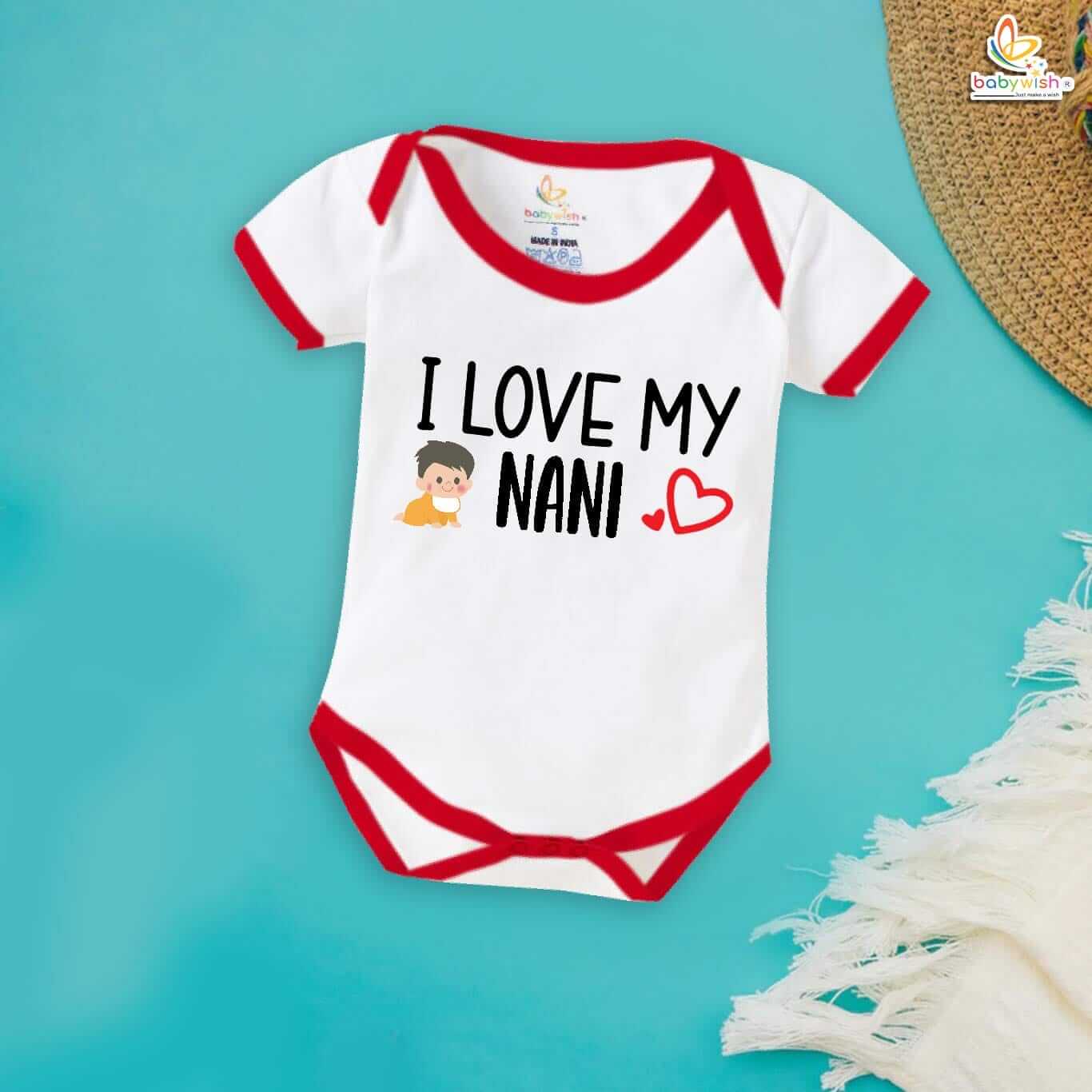 White “I Love My Nani” Printed Baby Romper for Boys & Girls